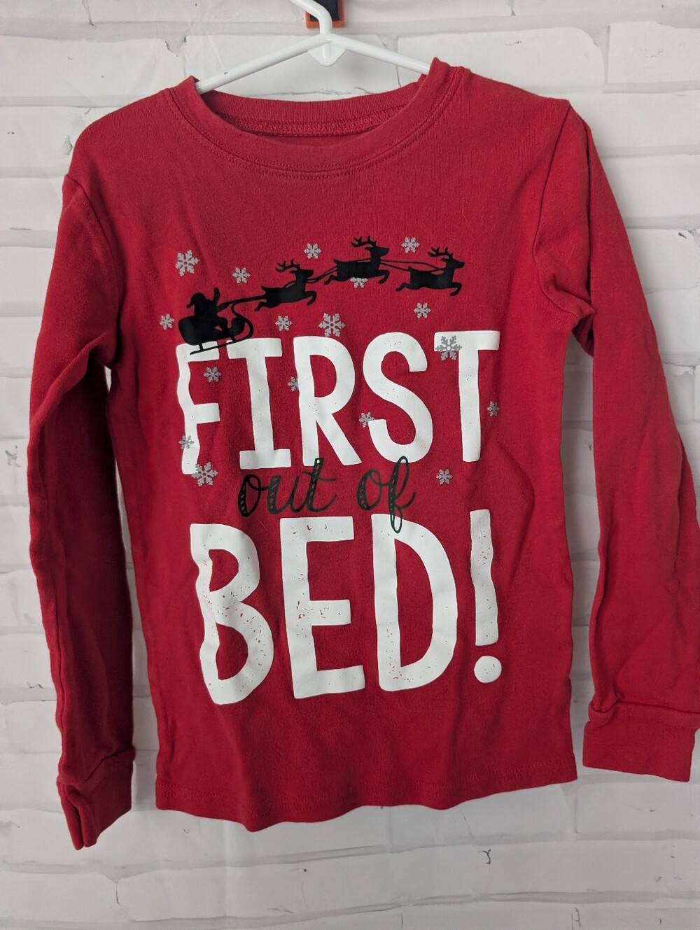 Carter's Red Holiday 'FIRST out of BED!' Long-Sleeve Pajama Shirt Gender Neutral